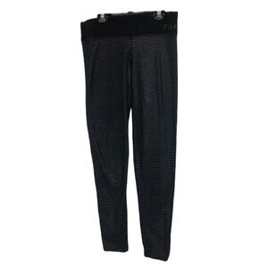 PINK Victoria’s Secret black silver chevron print leggings size small